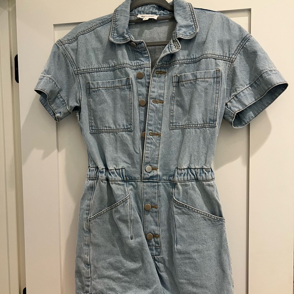 Denim Button-Up Romper